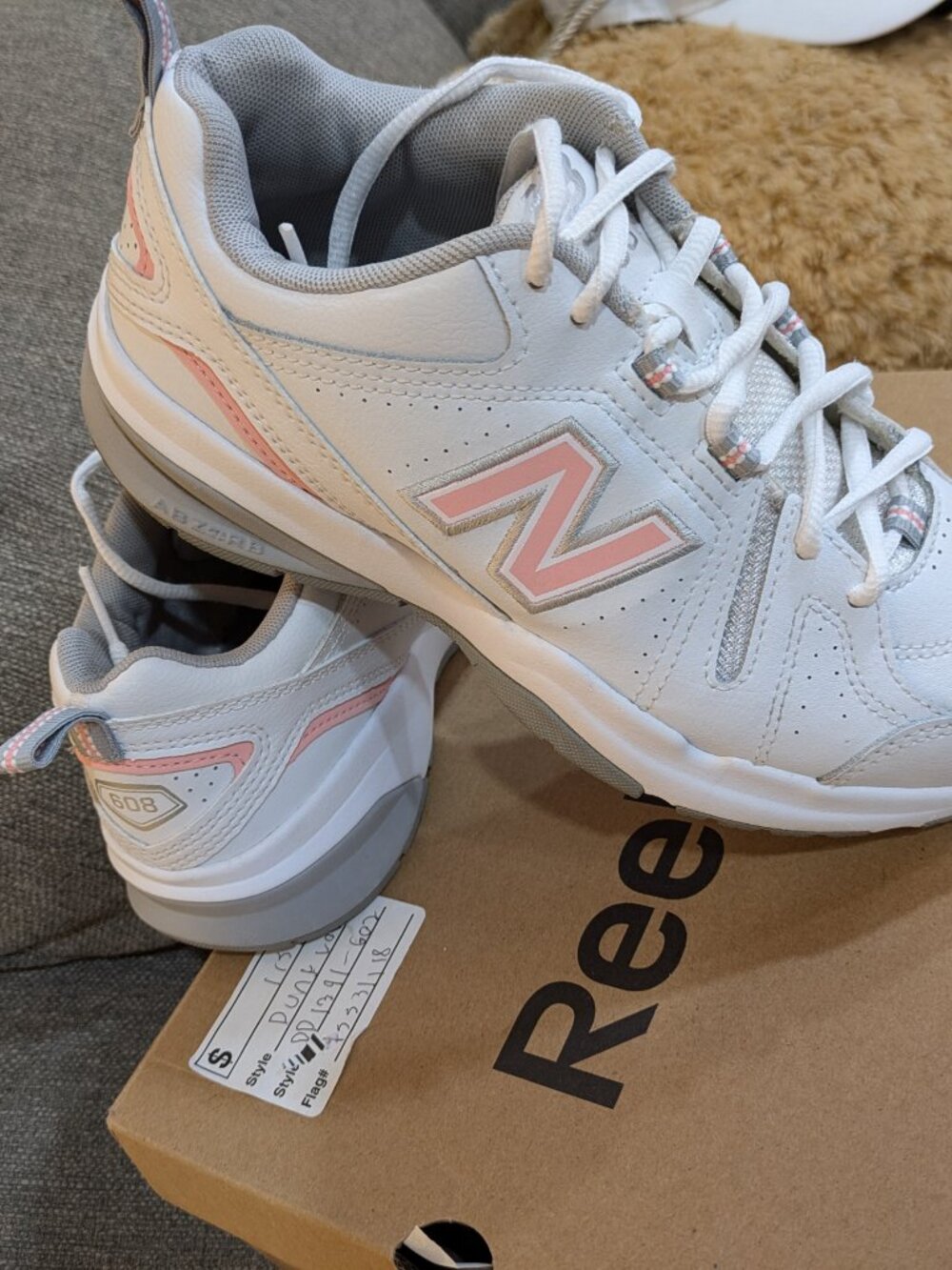 New Balance 608v5 White Light Pink Color Size 6.5 Great Condition